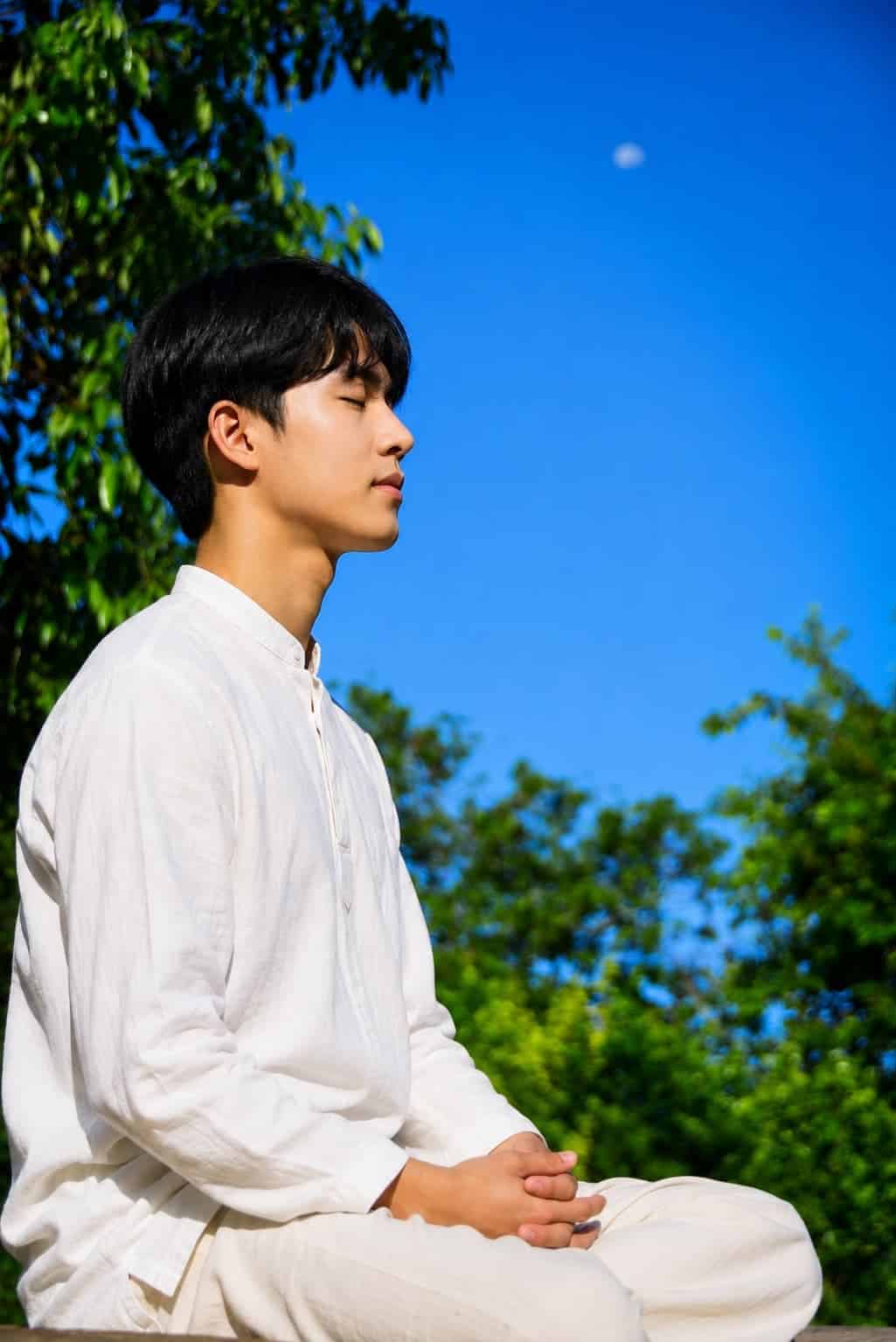 Meditating outdoors in South Korea